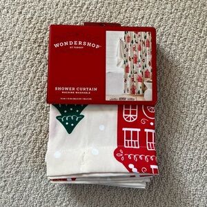 NWT - Wondershop Christmas Red, White & Green Holiday Shower Curtain